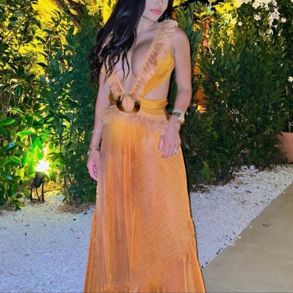 MHC Orange Netted Beach Maxi Dress